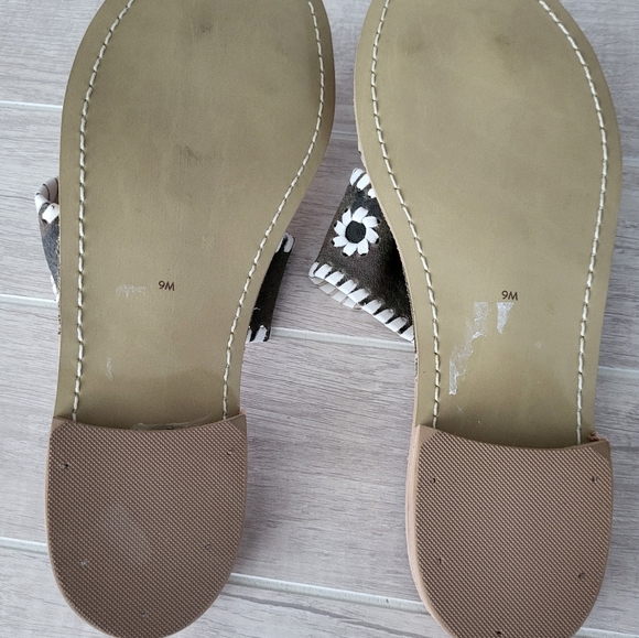 Jack Rogers Camo Flat Sandals Green White Slip On Size 9 9M - Picture 5 of 7